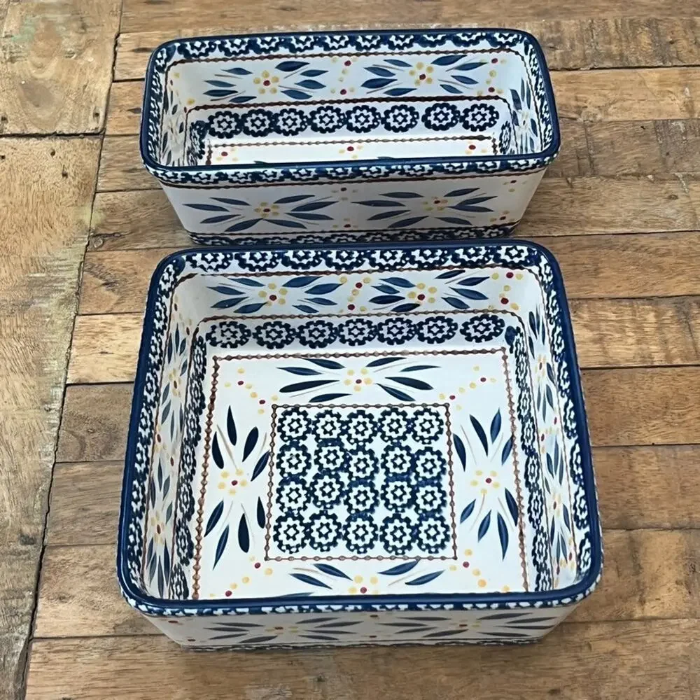 Temptations By Tara Old World Blue Floral Baking Dishes 1 & 1.5 Quart